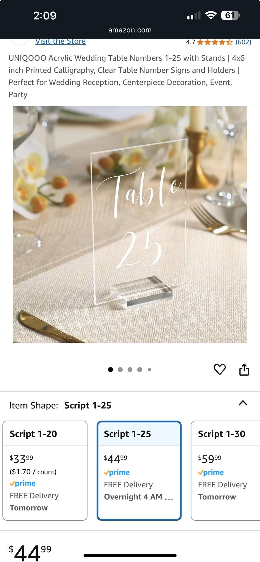 Table Numbers 1-25