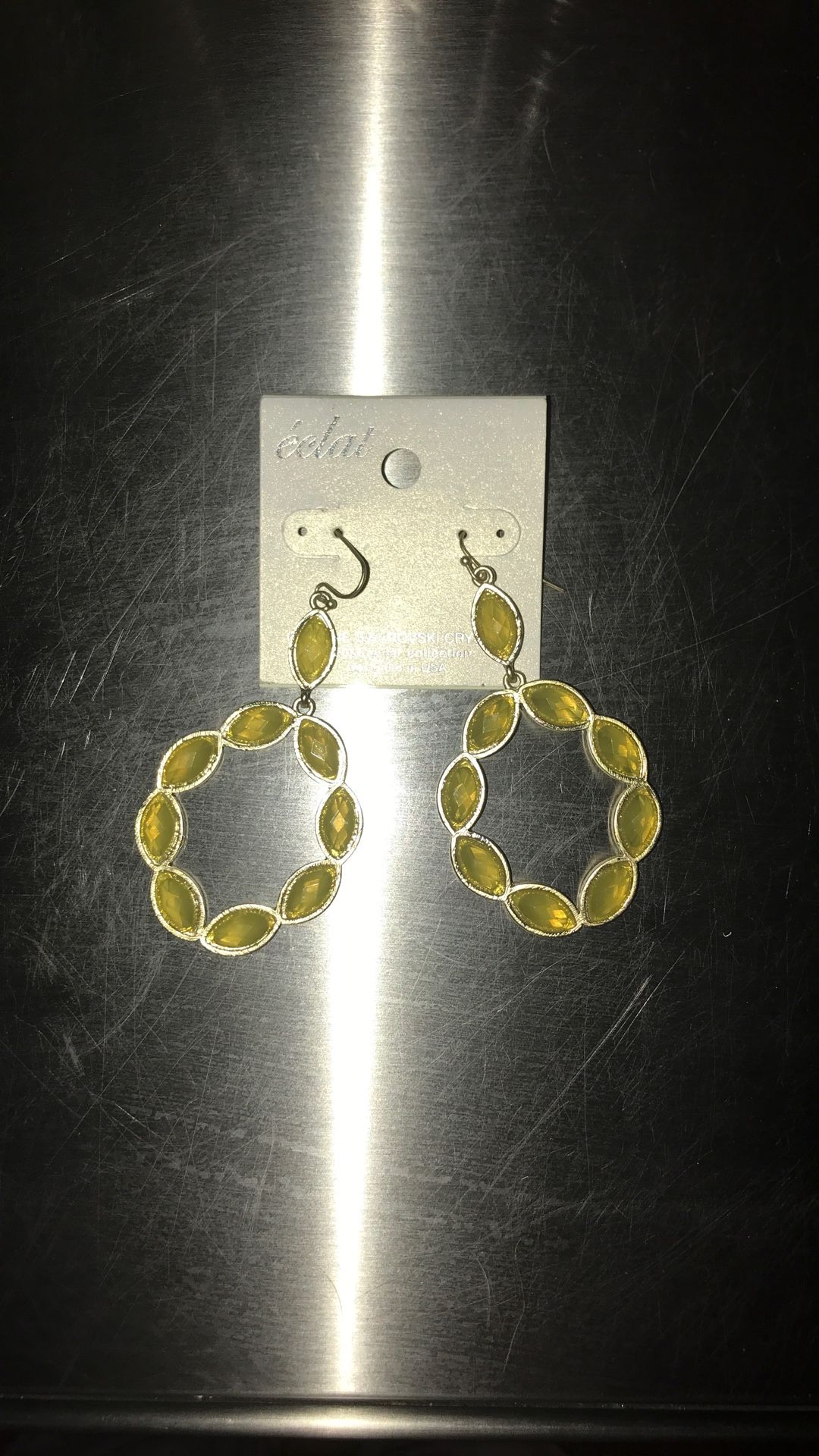 Lucite yellow 3 inch hoop earrings