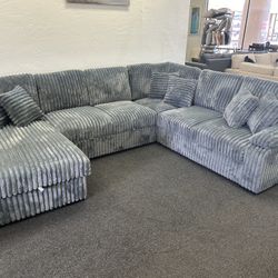 Light Gray Corduroy Sleeper Sofa 