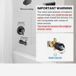 gotonovo Tub Shower Faucet Set Shower Head and Handle Set 6 Modes 6 inch Bathroom black bronze and Black C15B