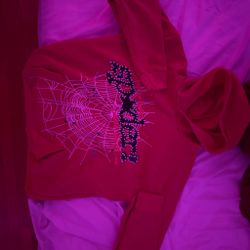 Pink Sp5der Hoodie Medium