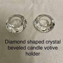 Diamond shaped crystal beveled candle votive holder