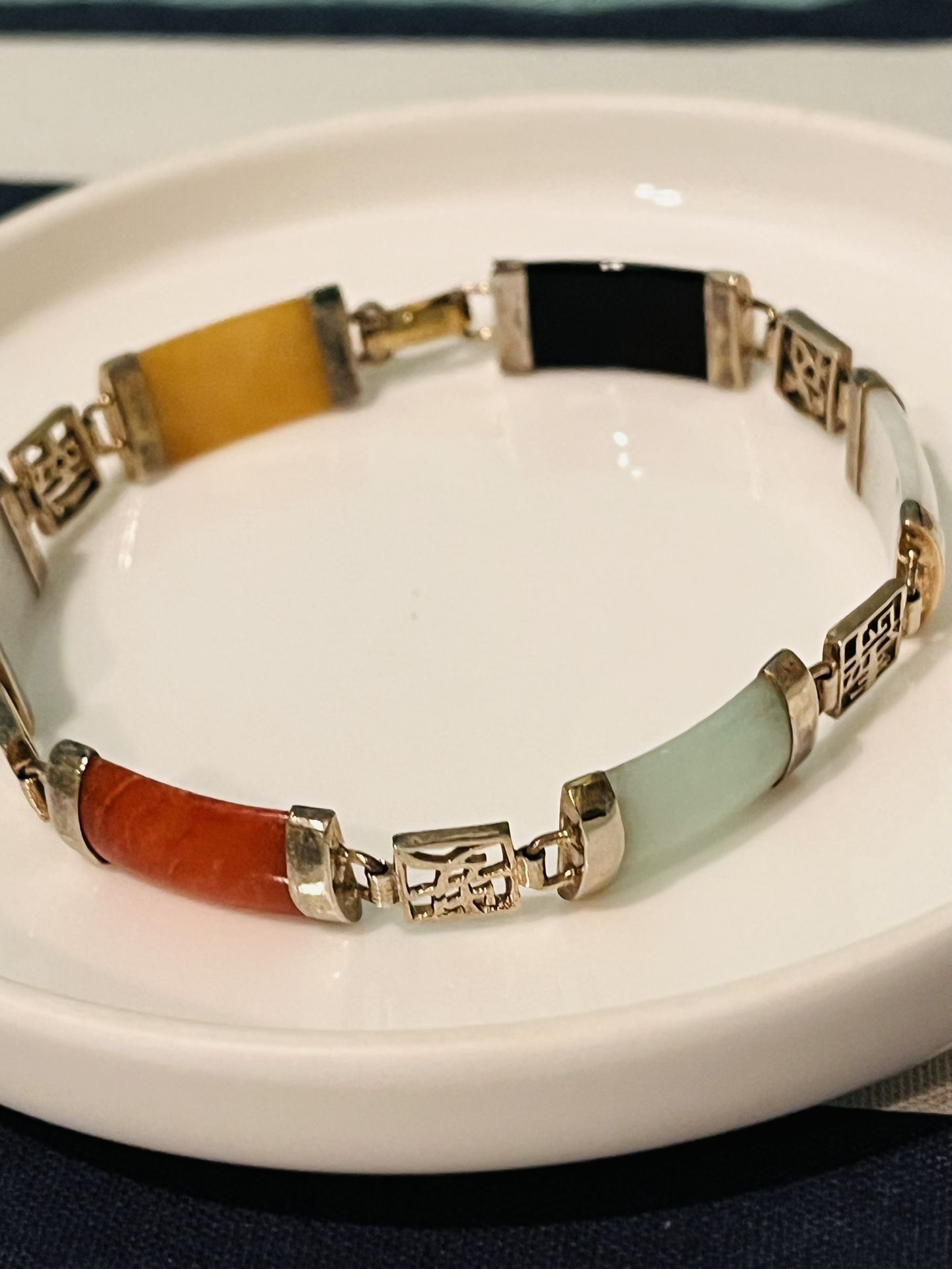 925 Sterling Silver Jade Multicolors Gemstone 