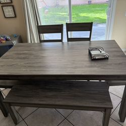 Dining Table Set with Chairs & Bench
