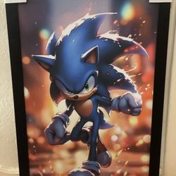 Framed Sonic The Hedgehog Wall Decor 