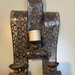 Set Of 2 Metal Candle Holder