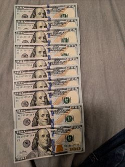 Uncirculated consecutive number  President trump signature 100 dollar bill.