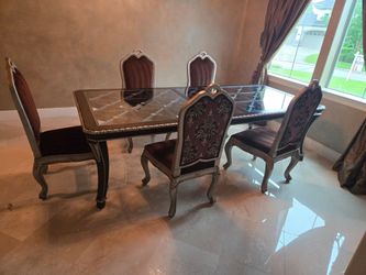 Glass Top Dining Table And 5 Chairs