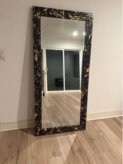 Black with gold marble mirror