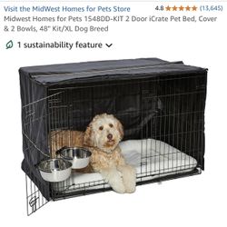 Midwest Homes for Pets 1548DD-KIT 2 Door iCrate Pet Bed 48" XL Dog Breed