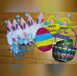 NEW EASTER HOLIDAY BUNDLE, 15 PCs, Easter Decor, Easter Headbands, & Baskets