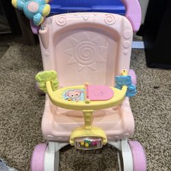 Fisher-Price Brilliant Basics Stroll Along Walker Sturdy Toy Doll Stroller