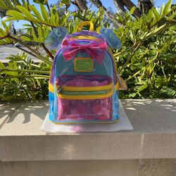 DISNEY LOUNGEFLY MINNIE MOUSE POLKA DOT COLORBLOCK EARS MINI BACKPACK 