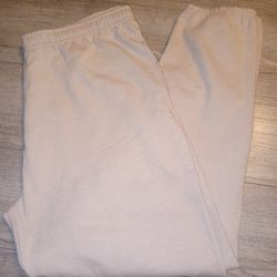 Mens Fleece Joggers Size XL Tan Colorway By Hanes Wide Leg Relaxed Fit New