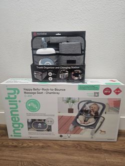 New Ingenuity Belly Rock-to-Bounce Baby Massage Seat & Monbebe Baby Trunk Organizer & Changing Station