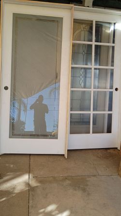 36x80 interior doors solid core , frozen glass right hand and single french door left hand
