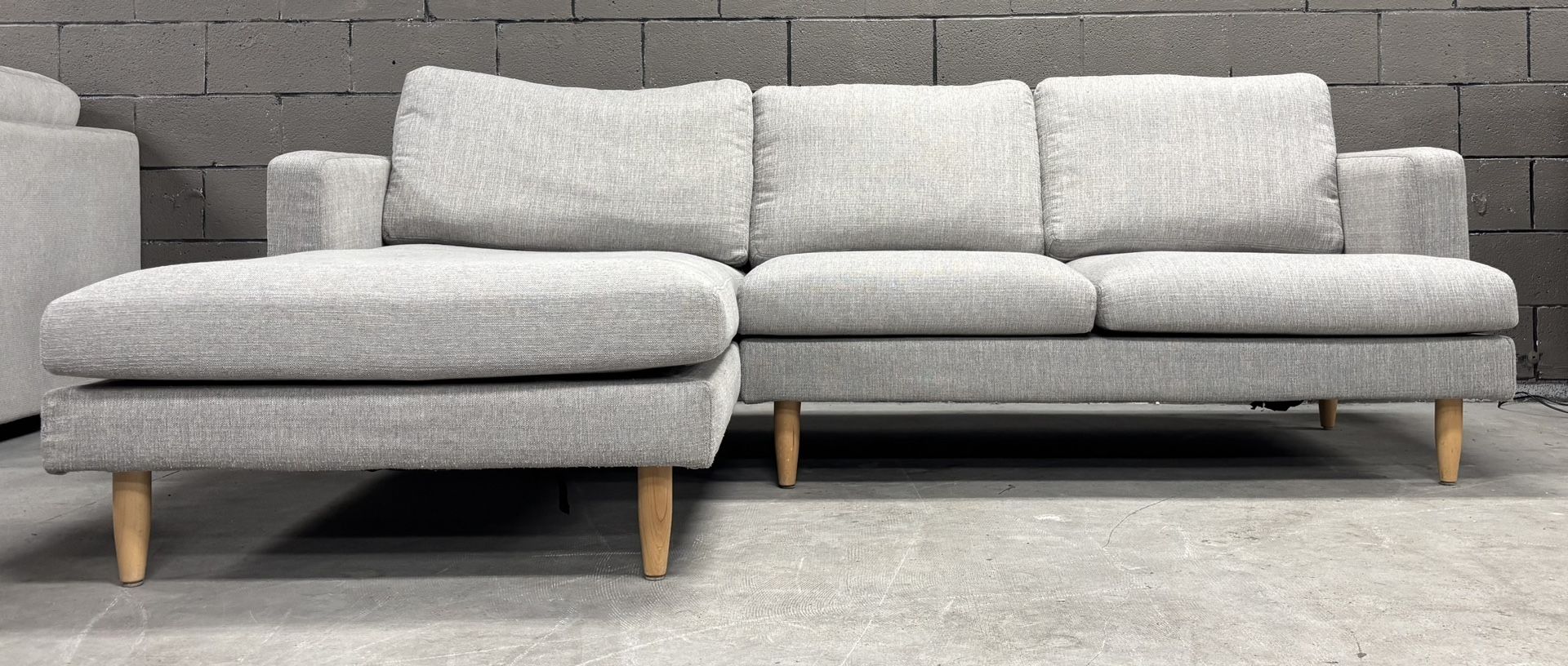 Castlery Tana Chaise Light Grey Sectional Couch Sofa L Shape 