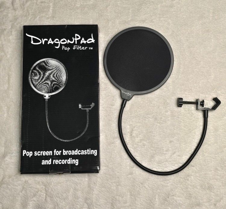Dragonpad USA Microphone Pop Filter, for Blue Yeti, Blue Snowball - Flexible Gooseneck Microphone Mount and Double Layer Sound Shield Guard Windscreen