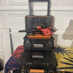 Milwaukee Impact Drill, Compact Blower, 18 V 6.0 Amp Battery And Two Rigid Toolboxes