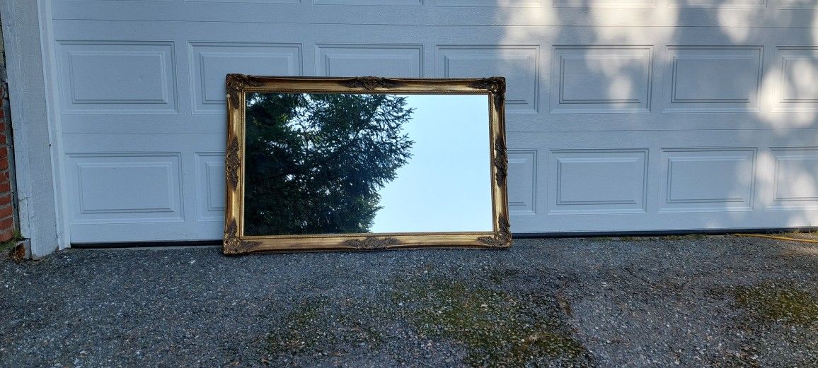 55x35 GILDED Gorgeous Antique Mirror w/Thick GUAGE Hanging Wire