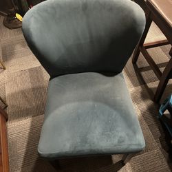 Turquoise Side Chair with Rivets