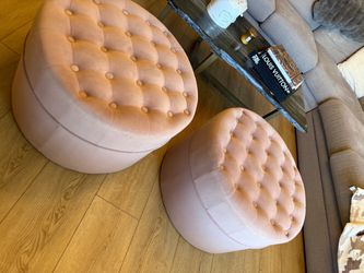 Blush Pink Velvet Ottoman- Set