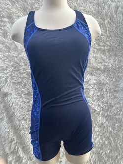 Blue and black one piece swimwear in size Large