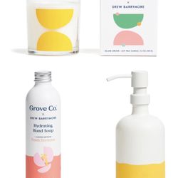 Grove Collaborative x Drew Barrymore-Island Orchid Candle, Hand Soap, and Glass Hand Soap Dispenser Bundle