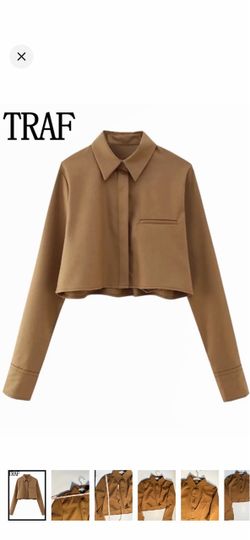 TRAF Cropped Button-Up Jacket