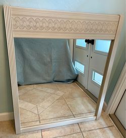 Large White Wood Framed Wall Mirror