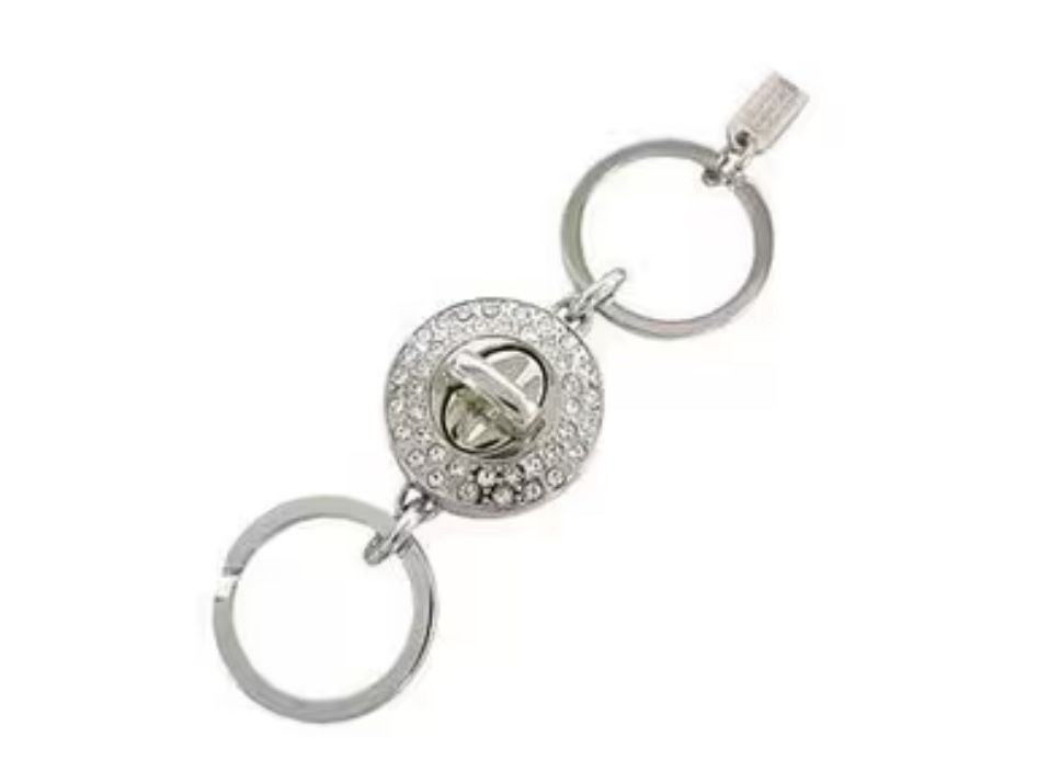 Coach Crystal/ Silver Bling Valet Keychain Fob NWT