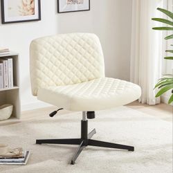 Armless Office Desk Chair, Cross Legged Chair No Wheels, Thickened Wide Seat Office Chair, Padded Comfy Modern Desk Chair No Arms, Detachable &Washabl