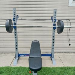 Olympic Bench  / Squat Rack/7ft Bar /weights/clips 