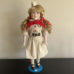 MYD Marian Yu Designs Girl Scout Porcelain Doll 19 Inch Vintage 1989
