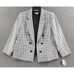 Bar III  Faux Double Breasted Blazer Women's  White/Black  top suit size XL extra Large