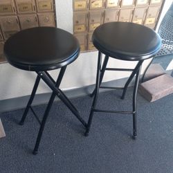 Mainstays 24" vinyl padded folding stools in black. 