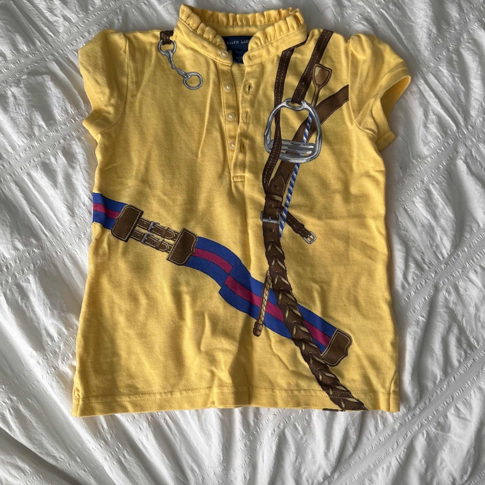 Ralph Lauren Shirt Girls, Horseback Riding Size 6y, 100% Cotton