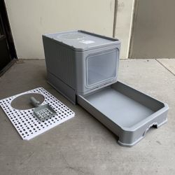 NEW Cat Litter Box Lid Covered Large Cat Litter Box with Scoop Front Entry and Top Exit Kitten Or Adult Cats Up to 13 lbs
