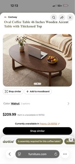 Oval Wooden Coffee Table Walnut 46"