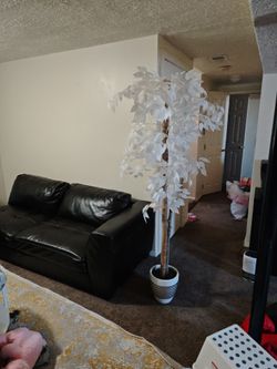 Large Artificial White Leaf Tree in Pot
