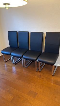 4 modern black dining chairs