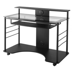 47"W Mobile Tech Desk Workstation, 36-1/16"H x 47-1/4"W x 26"D, Black