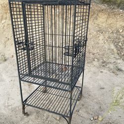 Large Wroght Iron Parrot Cage..With Wheels