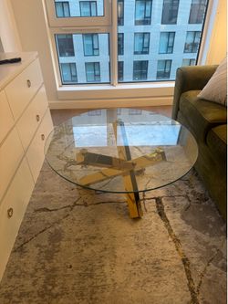 Glass Coffee Table with Gold Base
