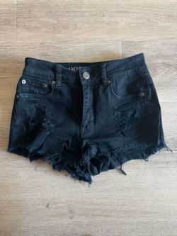 American Eagle Outfitters High Rise Black Denim Festival Shorts