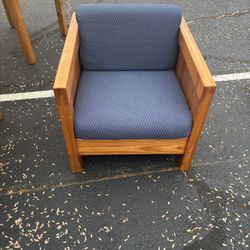 Sturdy Wooden Armchair with Cushioned Seat & Back - Excellent Condition!