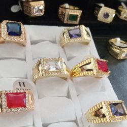  Gold Laminate  Men's Ring  Anillo De Bano De Oro Para Hombre