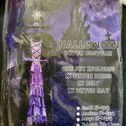 Girls Witch Halloween Costume - Size 4-7 