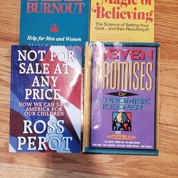 4 Books: The Magic Of Believing, How To Beat Burnout, Seven Promises Of A Promise Keeper, Not For Sale At Any Price