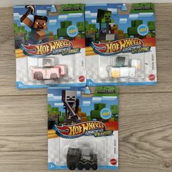 SET OF 3 Hot Wheels Racer Verse MINECRAFT Steve Chicken Jockey Spider